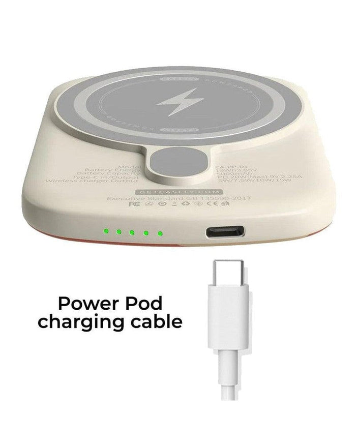 USB to USB-C Power Pod Charging Cord | White Cable Charging Cable get.casely