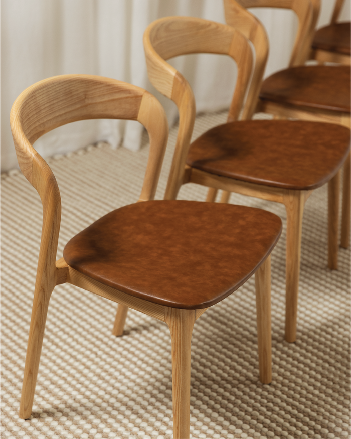 Vara 01 Ash Tan Faux Leather Dining Chair