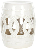 White Ceramic Garden Stool With Linked Coin Motif - Garden Stools & Benches -  The Well Appointed House