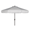 White Outdoor Crank Patio Umbrella With White Fringe - Outdoor Umbrellas - The Well Appointed House