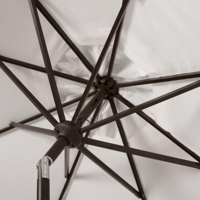 White Outdoor Crank Patio Umbrella With White Fringe - Outdoor Umbrellas - The Well Appointed House