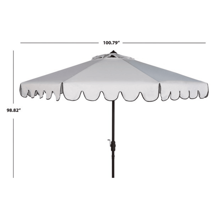 White Scalloped Outdoor Umbrella With Black Trim - Outdoor Umbrellas - The Well Appointed House