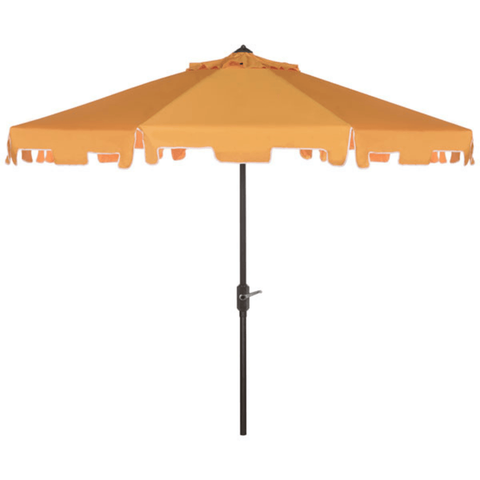Yellow and White 9 Foot Market Crank Outdoor Patio Umbrella - Outdoor Umbrellas - The Well Appointed House
