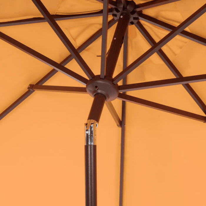 Yellow and White 9 Foot Market Crank Outdoor Patio Umbrella - Outdoor Umbrellas - The Well Appointed House