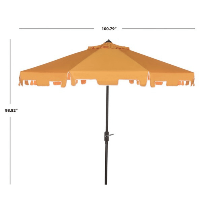 Yellow and White 9 Foot Market Crank Outdoor Patio Umbrella - Outdoor Umbrellas - The Well Appointed House