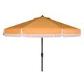 Yellow Outdoor Crank Patio Umbrella With White Fringe - Outdoor Umbrellas - The Well Appointed House