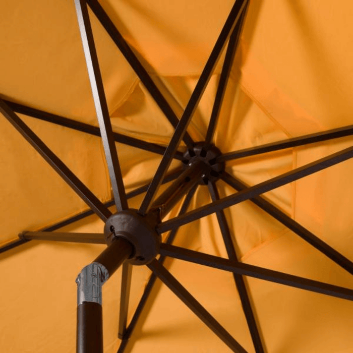Yellow Outdoor Crank Patio Umbrella With White Fringe - Outdoor Umbrellas - The Well Appointed House