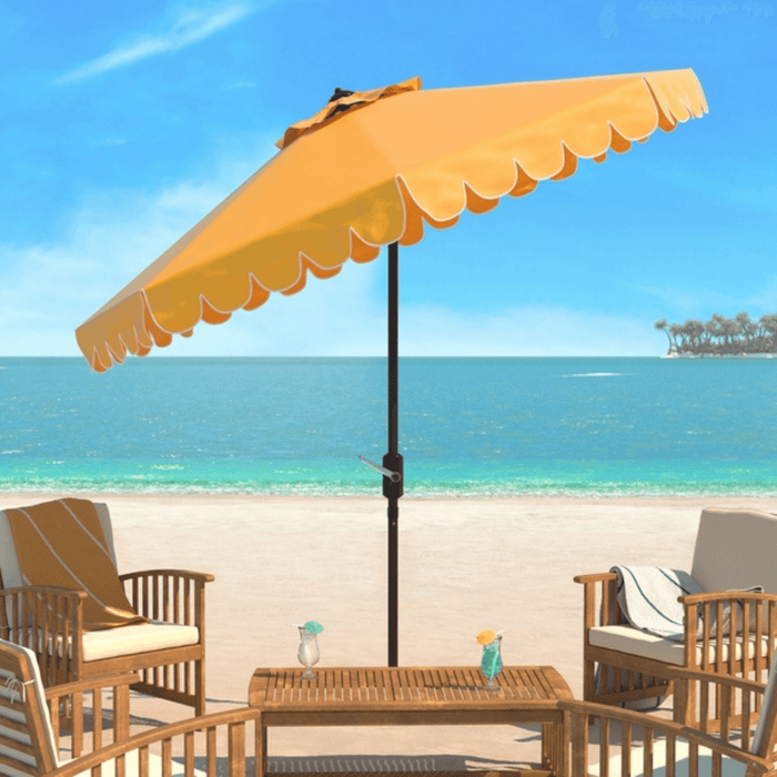 Yellow Scalloped Outdoor Umbrella With White Trim - Outdoor Umbrellas - The Well Appointed House
