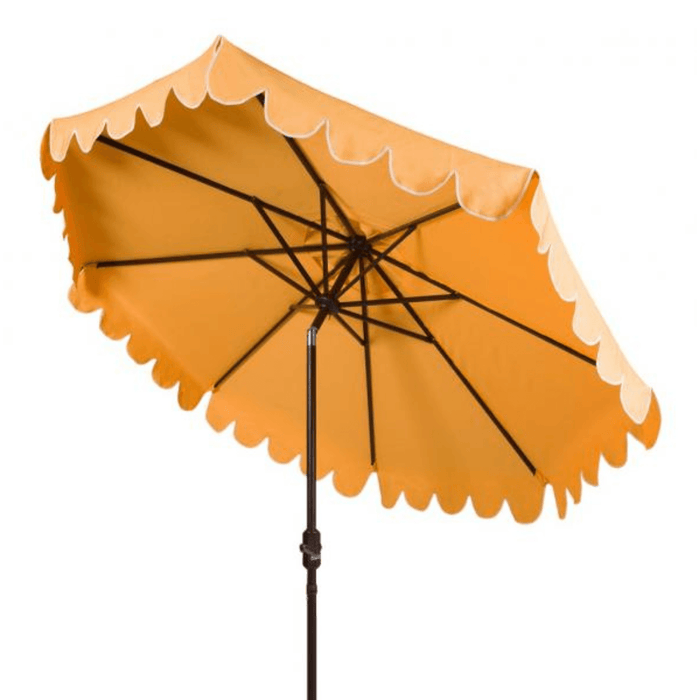 Yellow Scalloped Outdoor Umbrella With White Trim - Outdoor Umbrellas - The Well Appointed House