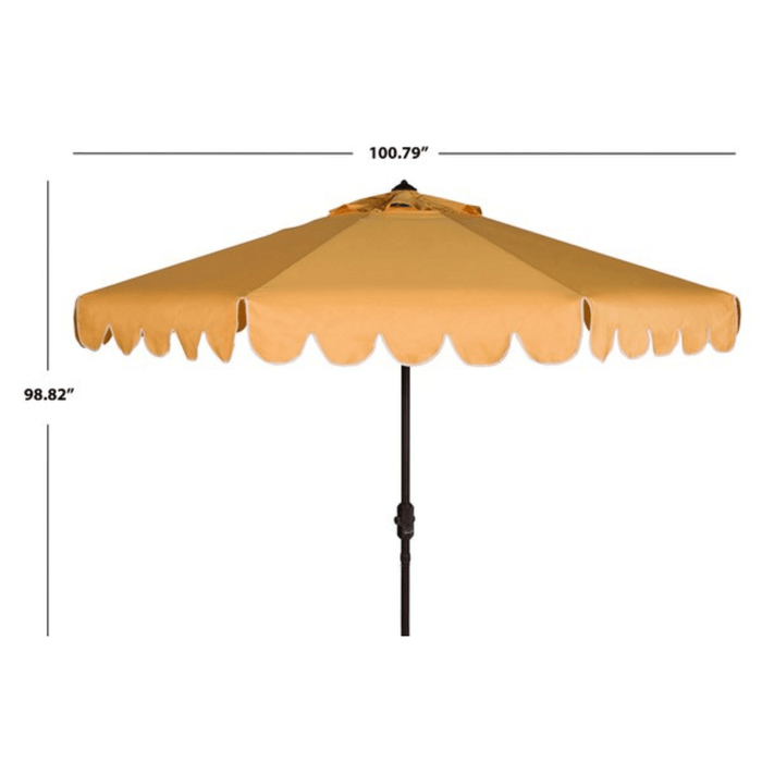 Yellow Scalloped Outdoor Umbrella With White Trim - Outdoor Umbrellas - The Well Appointed House