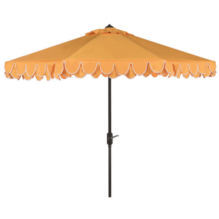 Yellow Two Tier Scalloped Outdoor Umbrella with White Trim - Outdoor Umbrellas - The Well Appointed House